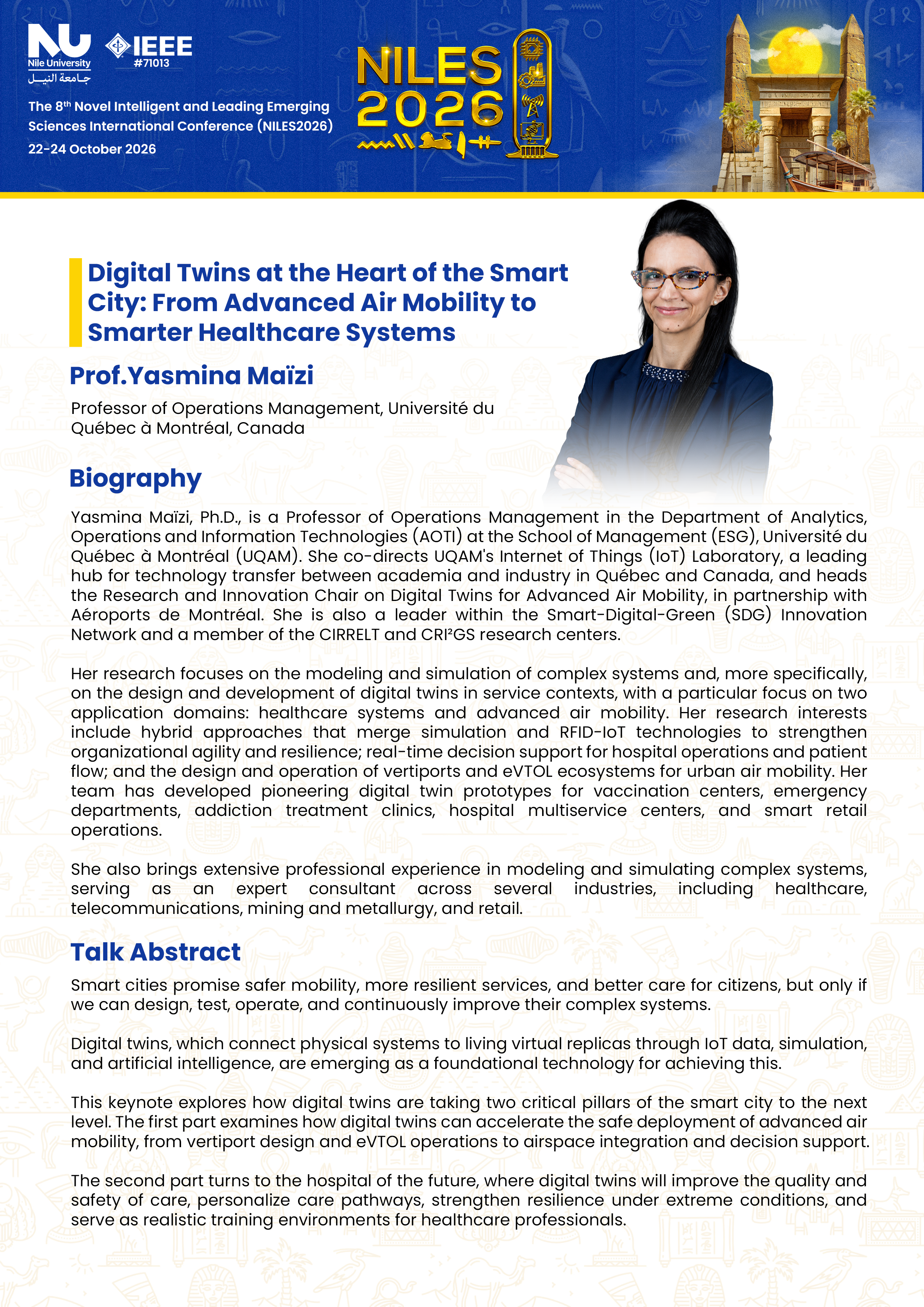 Prof. Yasmina Maïzi Biography and Abstract